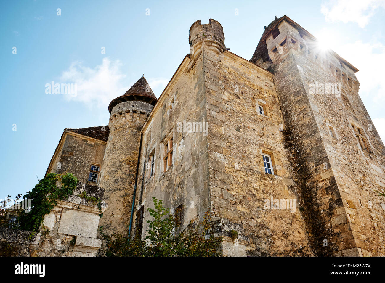 Das Chateau de la Marthonie in St Jean de Cole in der Dordogne Frankreich - eines der schönsten Dörfer von Frankreich Stockfoto