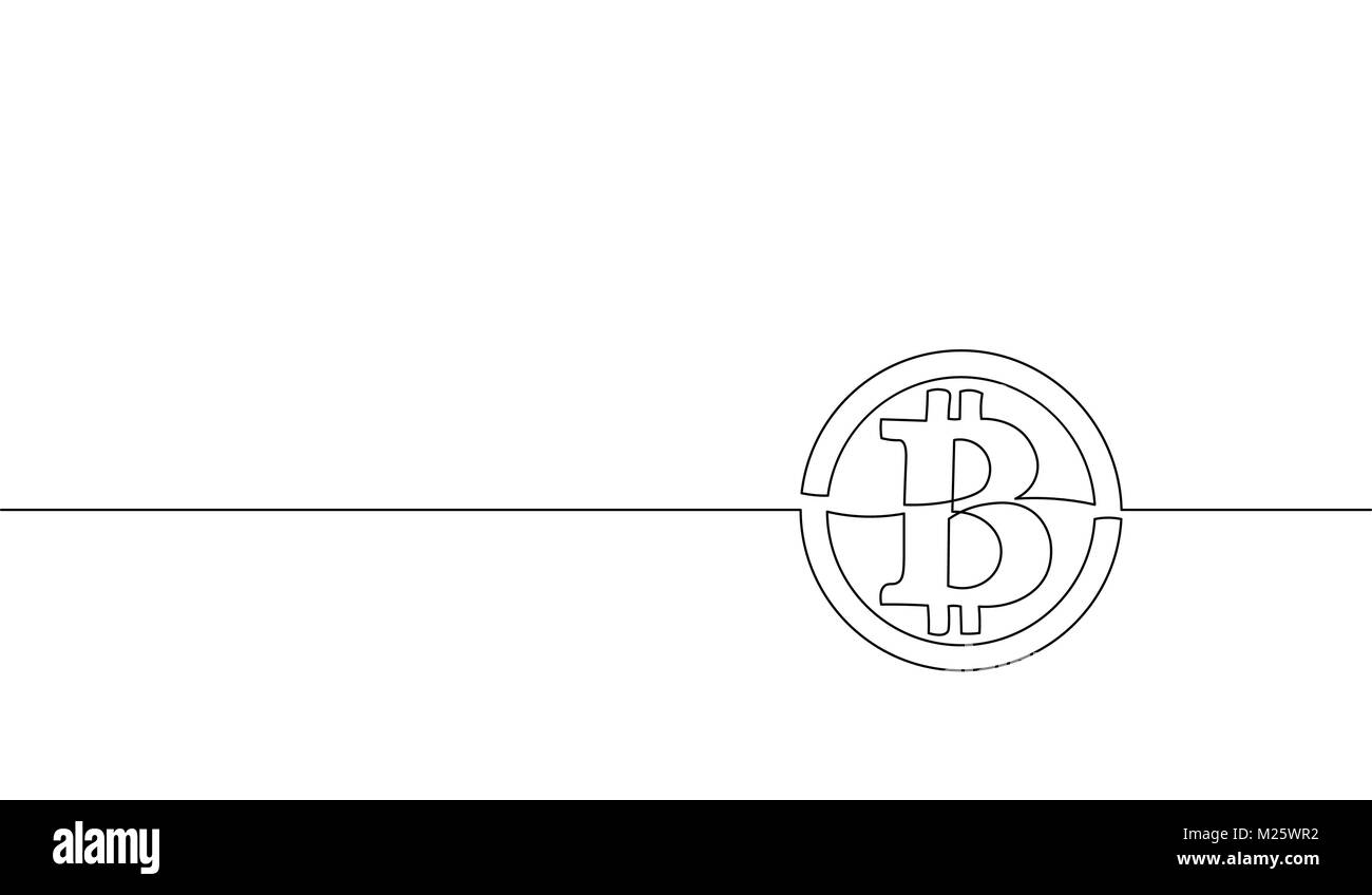 Eine durchgehende Linie kunst Bitcoin cryptocurrency Silhouette. Blockchain modern Finance International Banking Technologie Konzeption einer Skizze Maßbild Vector Illustration Stock Vektor