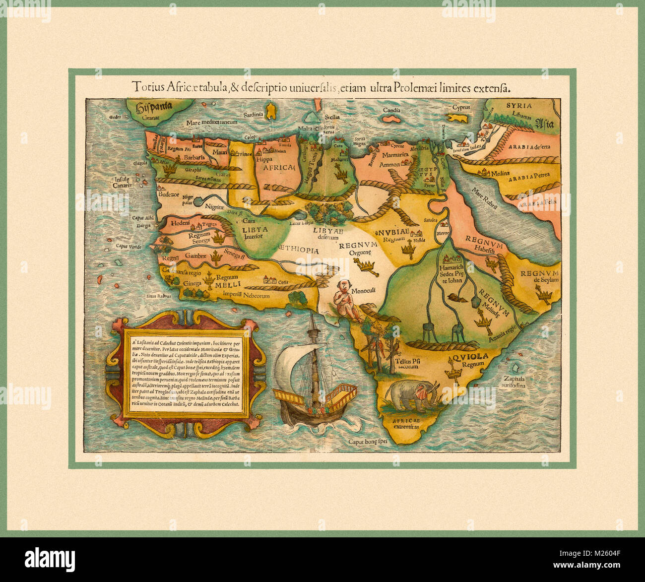 Historische Karte von Afrika ca. 1554 Stockfotografie - Alamy