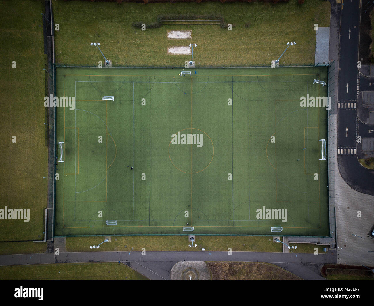 Astroturf Foto, Birds Eye View genommen Schuß Stockfoto