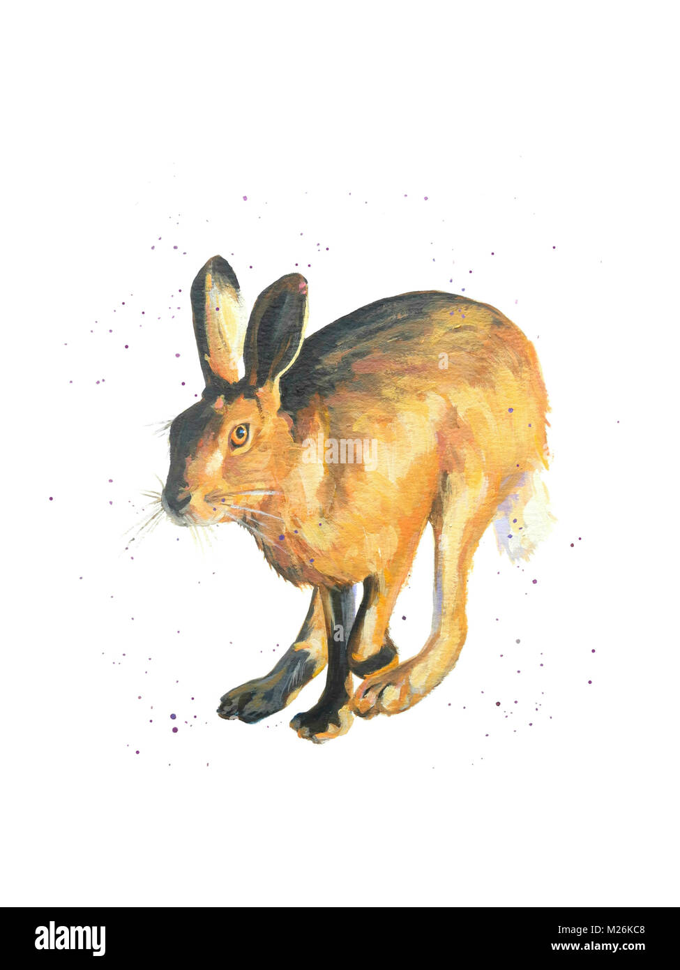 Malerei eines laufenden Hase Stockfoto
