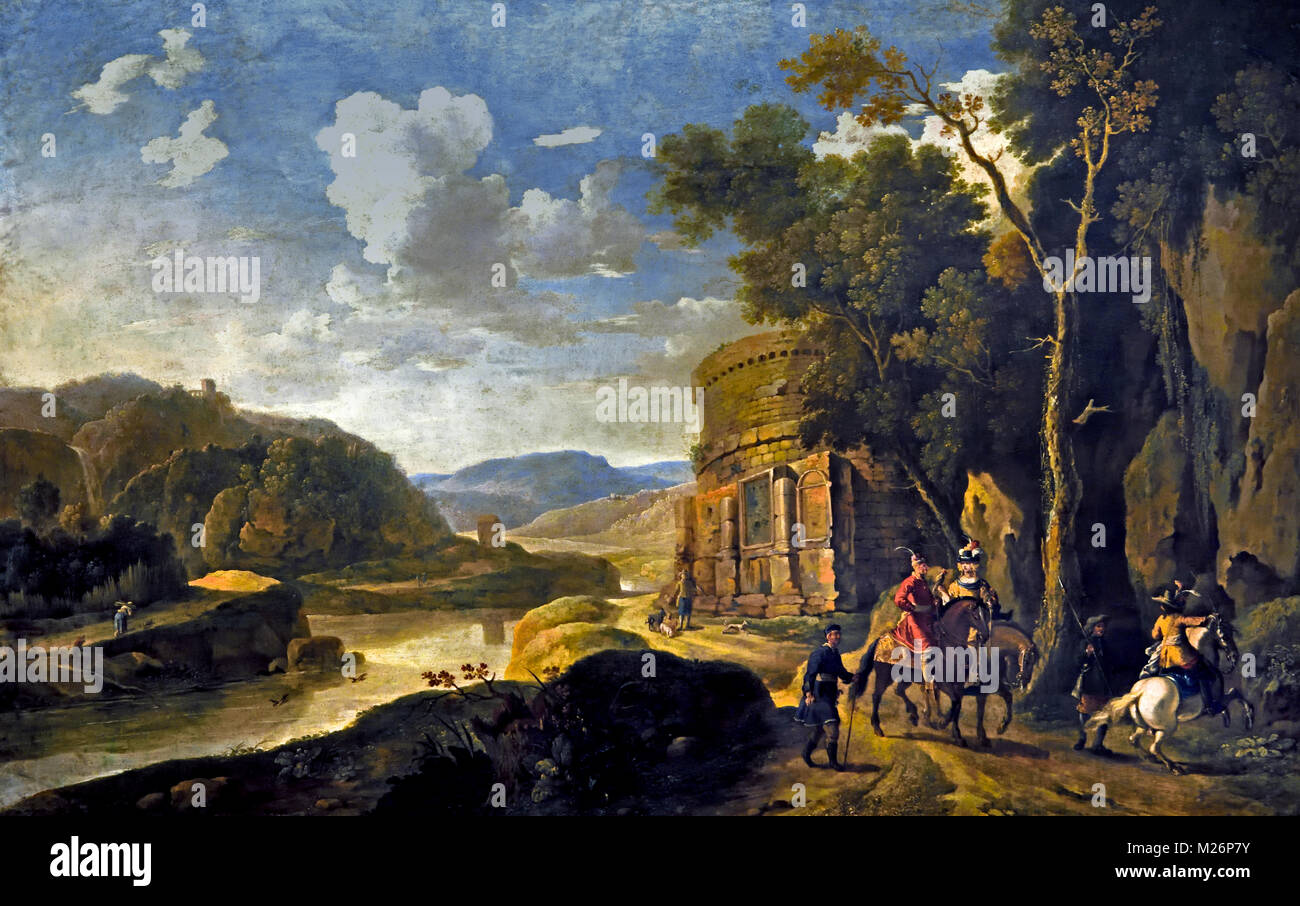 Die Rückkehr von der Jagd 1650 Philips Wouwerman 1619 - 1668 Niederländische Niederlande Stockfoto