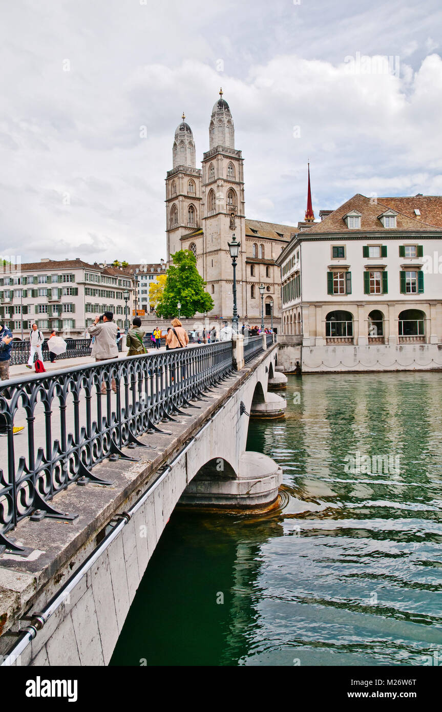 Grossmünster romanische evangelische Kirche, Zürich, Schweiz, Bundesrepublik Deutschland, Westeuropa Stockfoto