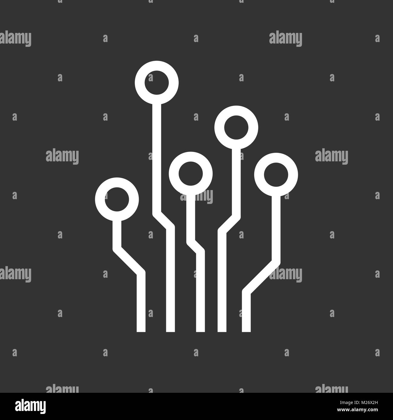 Platine Symbol. Technologie Regelung symbol Flachbild Vector Illustration auf schwarzen Hintergrund. Stock Vektor