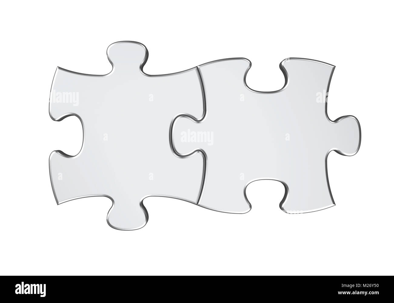 Zwei Puzzleteile Isoliert Stockfotografie Alamy