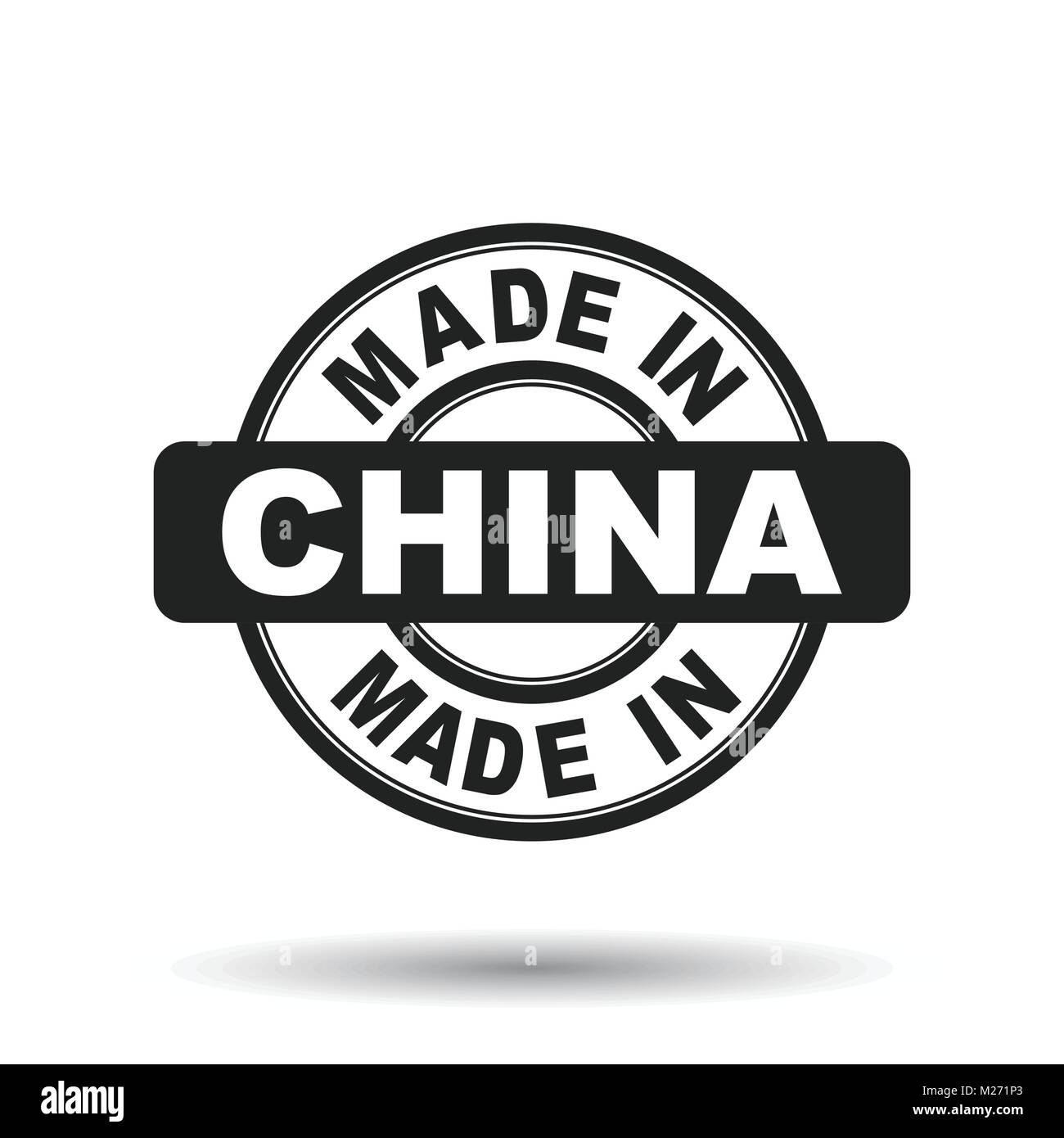 In China schwarz Stempel gemacht. Vector Illustration auf weißem Hintergrund Stock Vektor
