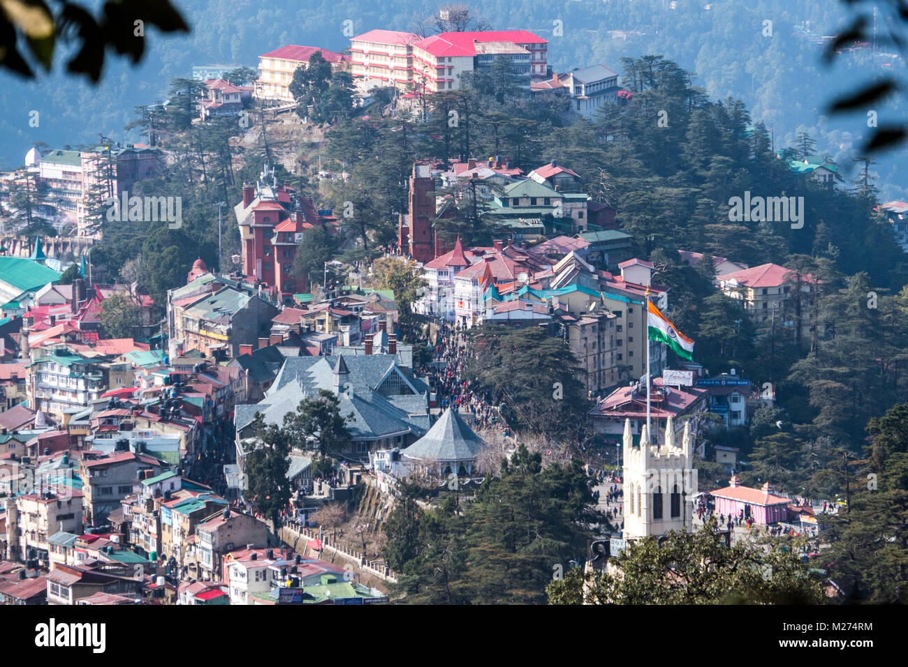 Shimla, mit ihm ist sehr Britisch, Architektur, eine von Indiens bekanntesten Hill Stations Stockfoto