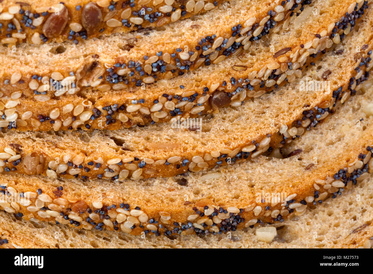Brot mit Sesam und Mohn Stockfoto