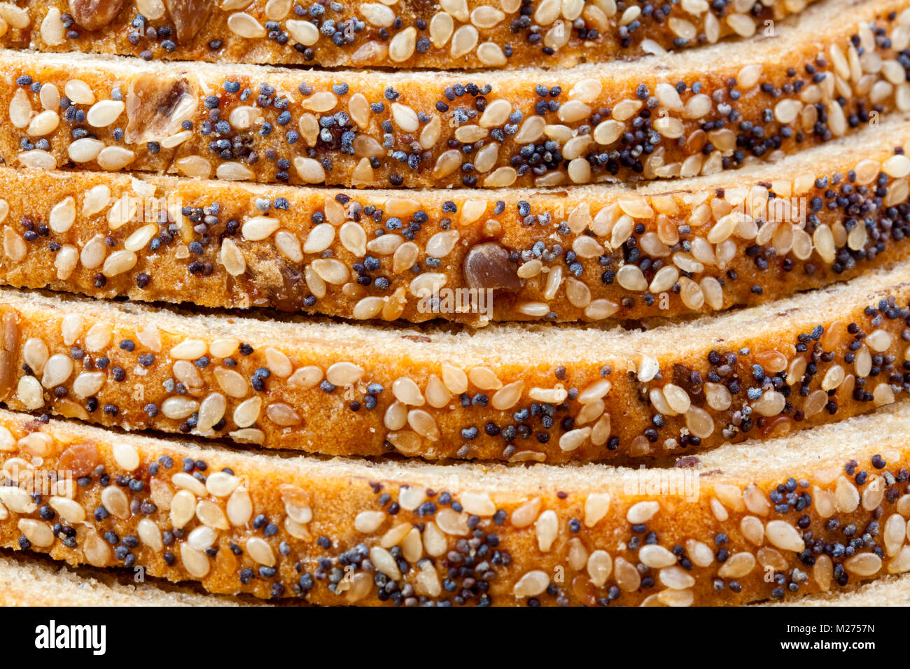 Brot mit Sesam und Mohn Stockfoto