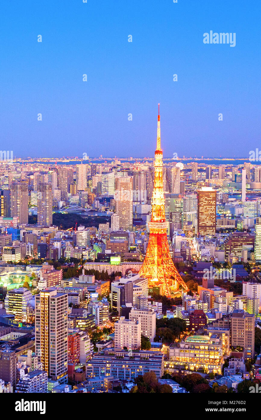 Tokio Skyline Tokyo Tower City Lights Stockfoto