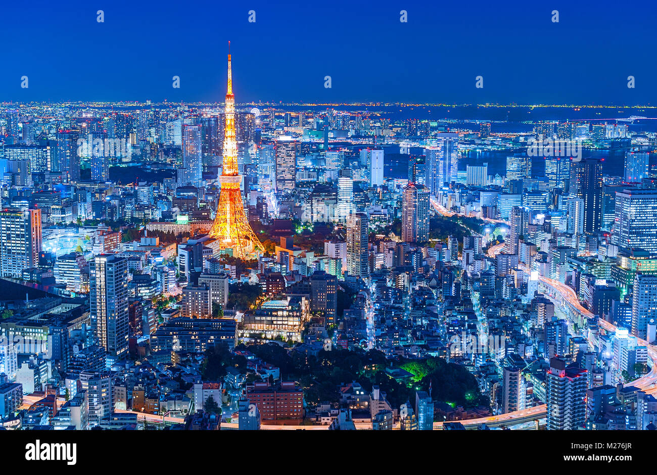 Tokio Skyline Tokyo Tower City Lights Stockfoto