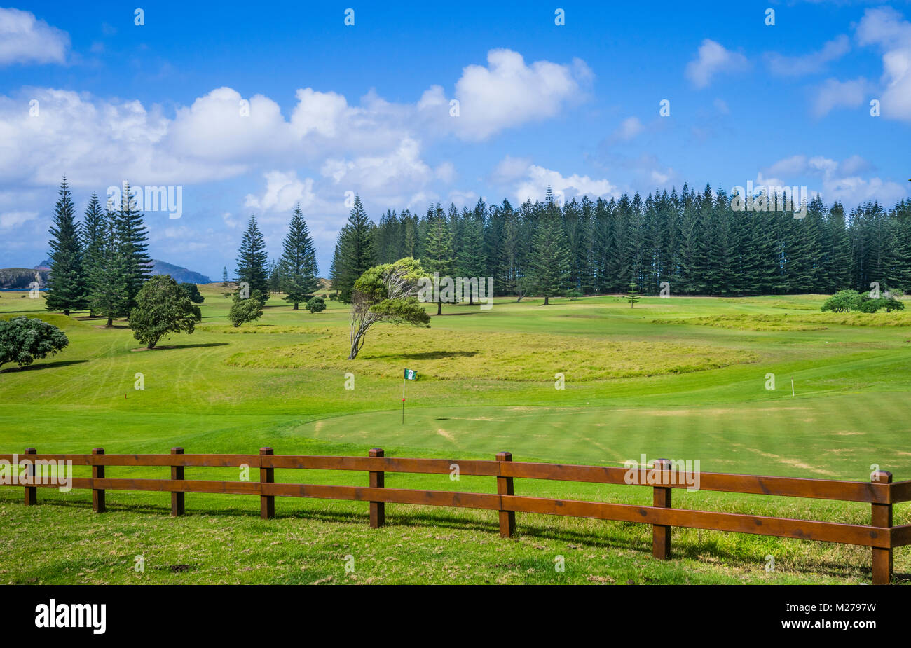 Norfolk Island, Australische externe Gebiet, Kingston, malerischen Putting Green in der Norfolk Insel Golfplatz Stockfoto