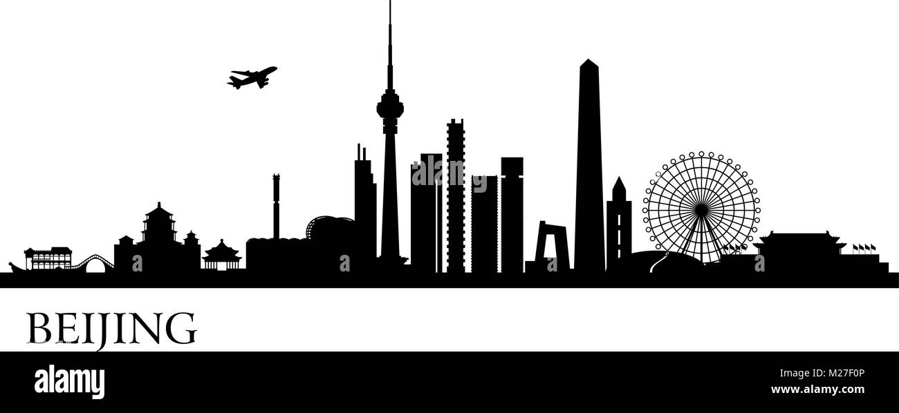 Skyline der Stadt Beijing. Vektor-Silhouette-illustration Stock Vektor