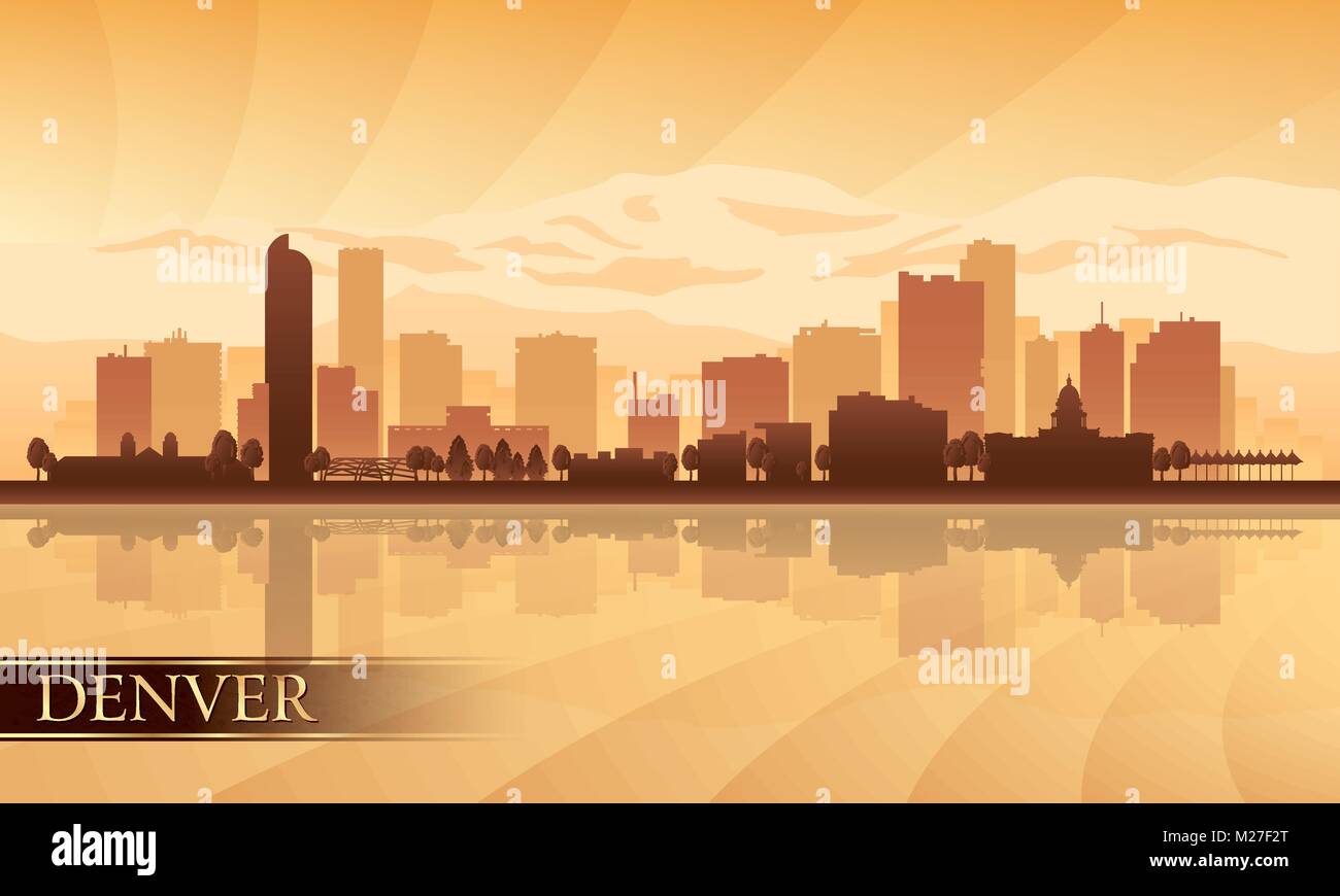 Denver City Skyline Silhouette Hintergrund. Vektor-illustration Stock Vektor