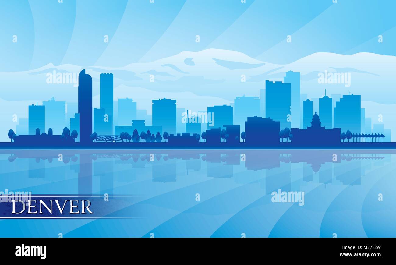 Denver City Skyline Silhouette Hintergrund. Vektor-illustration Stock Vektor