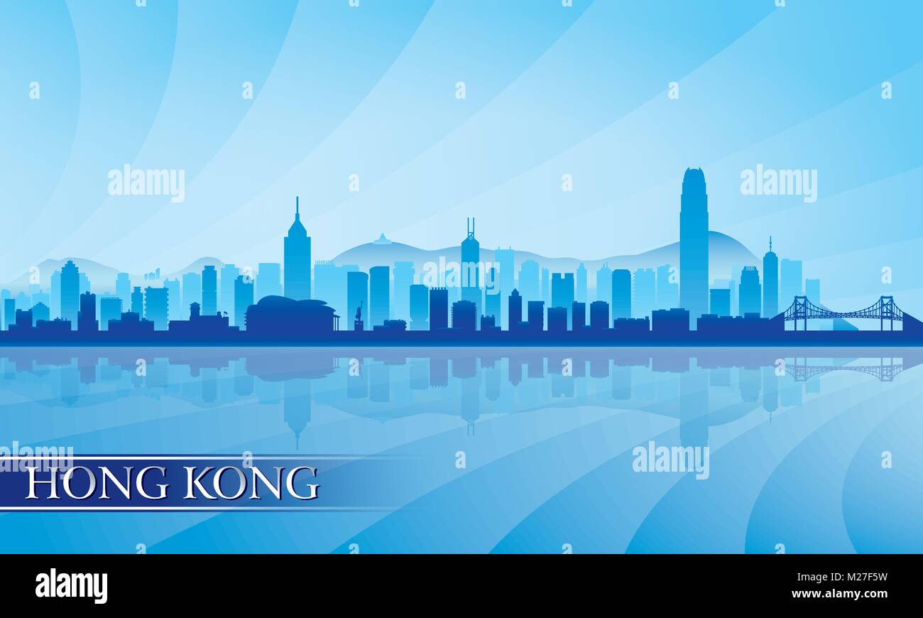 Hong Kong Stadt Skyline Silhouette Hintergrund, Vektor-illustration Stock Vektor