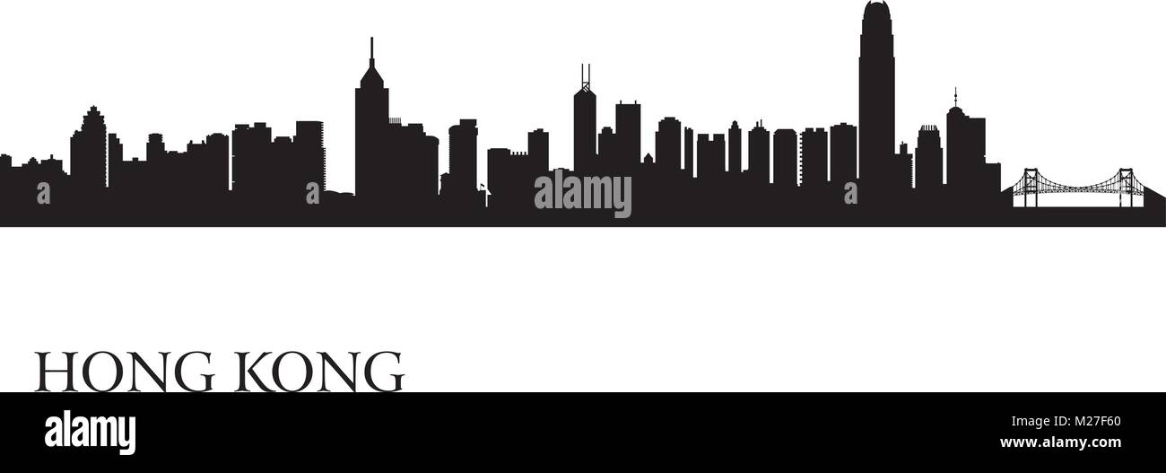 Hong Kong Stadt Skyline Silhouette Hintergrund, Vektor-illustration Stock Vektor
