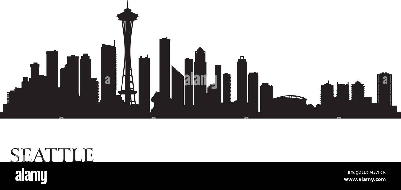 Seattle Stadt Skyline Silhouette Hintergrund, Vektor-illustration Stock Vektor