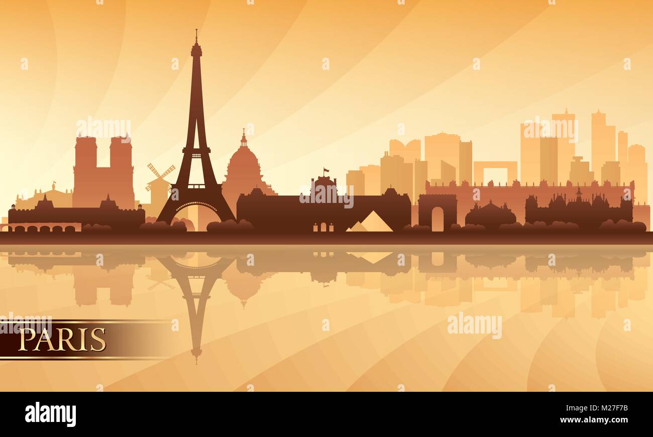 Paris Stadt Skyline Silhouette Hintergrund, Vektor-illustration Stock Vektor