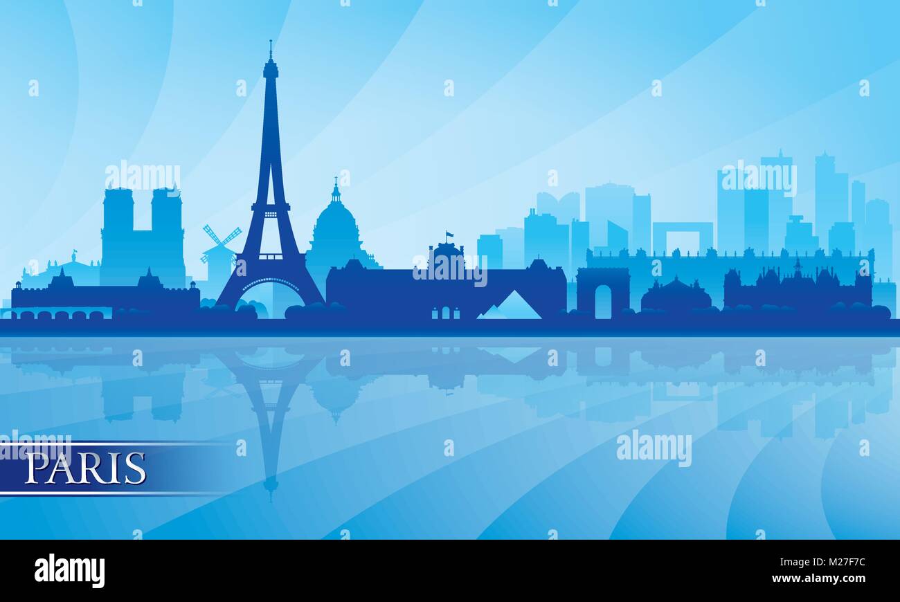 Paris Stadt Skyline Silhouette Hintergrund, Vektor-illustration Stock Vektor