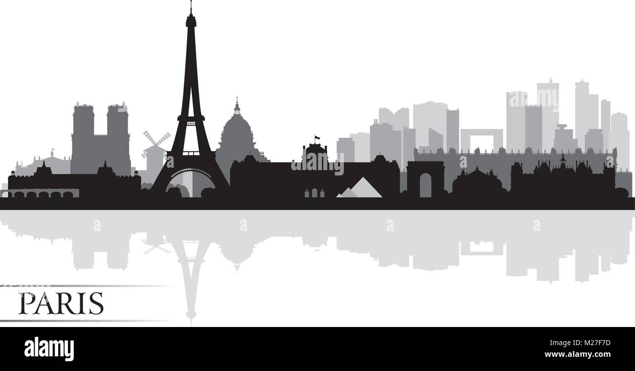 Paris Stadt Skyline Silhouette Hintergrund, Vektor-illustration Stock Vektor