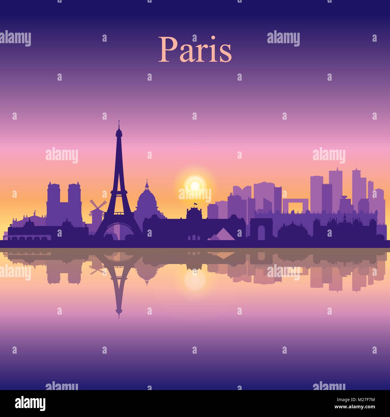 Paris Stadt Skyline Silhouette Hintergrund, Vektor-illustration Stock Vektor