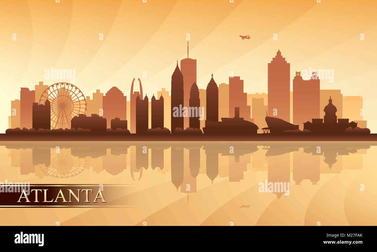 Atlanta City Skyline Silhouette Hintergrund, Vektor-illustration Stock Vektor