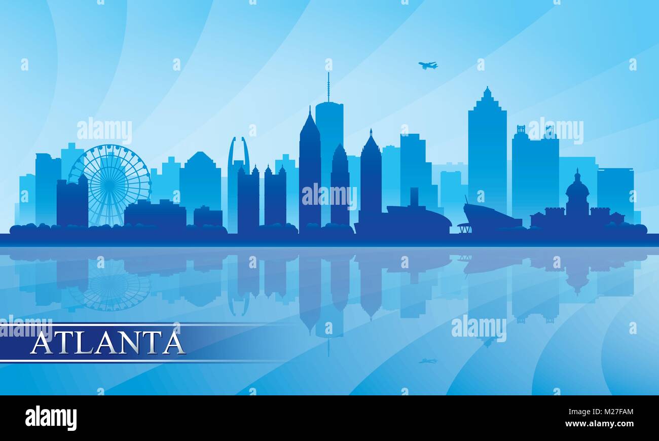Atlanta City Skyline Silhouette Hintergrund, Vektor-illustration Stock Vektor
