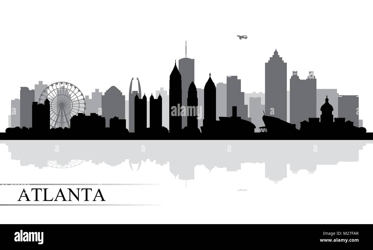 Atlanta City Skyline Silhouette Hintergrund, Vektor-illustration Stock Vektor