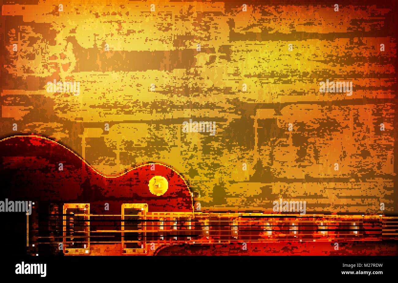 Abstrakte braun Grunge vintage Sound Hintergrund klassische E-Gitarre Vector Illustration Stock Vektor