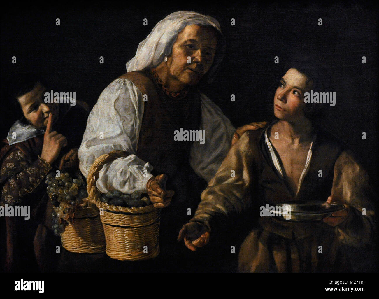 Schule von Diego Velázquez (1599-1660). Die alte Fruitseller, 1600. National Gallery. Oslo. Norwegen. Stockfoto