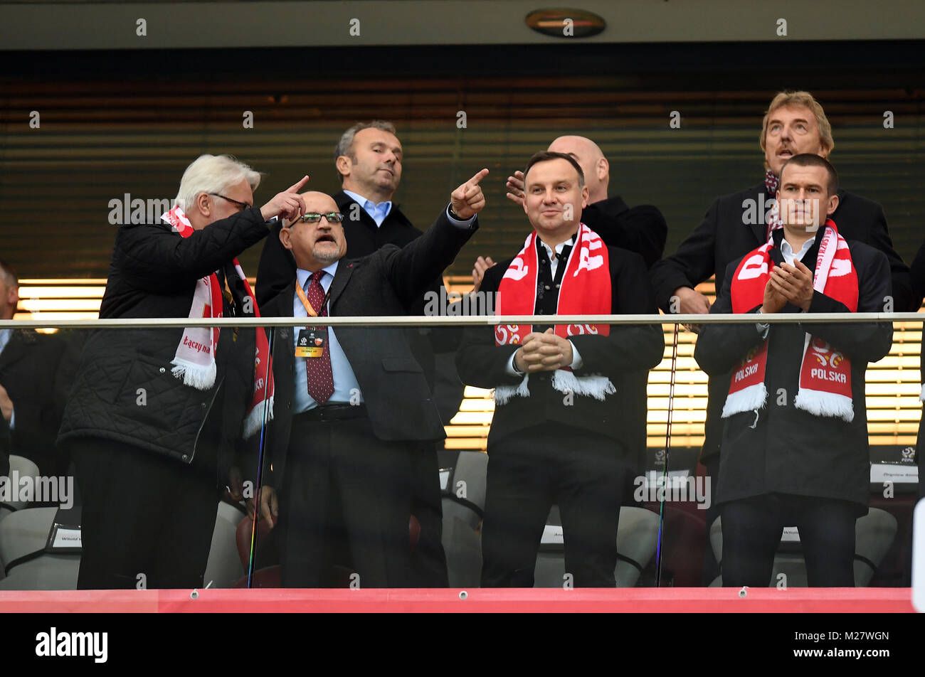 8 Oktober, 2017 - Warschau, Polen: Fußball WM 2018 Qualifikation Rusia Polen - Montenegro o/p Andrzej Duda, Witold Banka Stockfoto