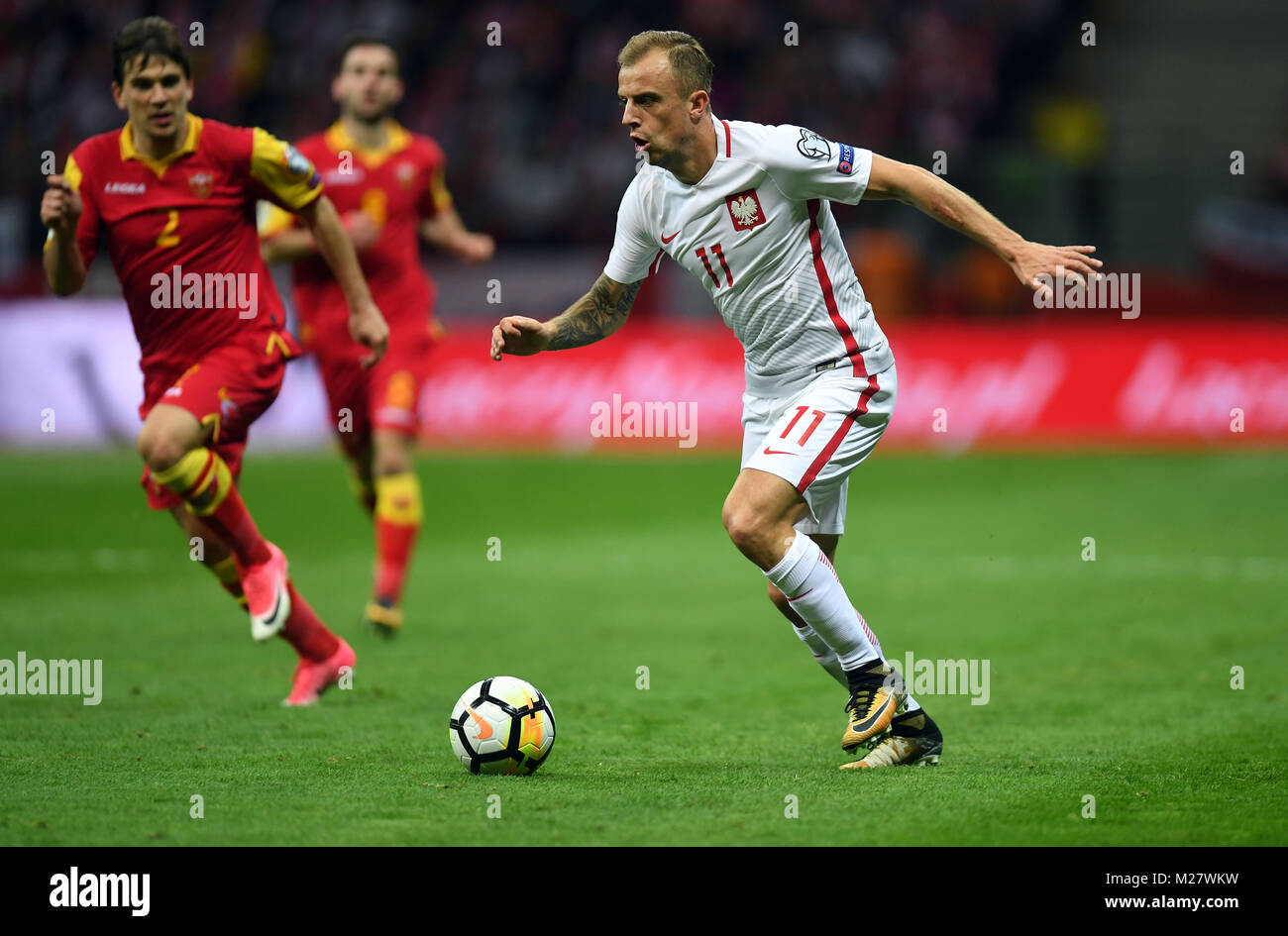 8 Oktober, 2017 - Warschau, Polen: Fußball WM 2018 Qualifikation Rusia Polen - Montenegro o/p Kamil Grosicki (Polen) Stockfoto