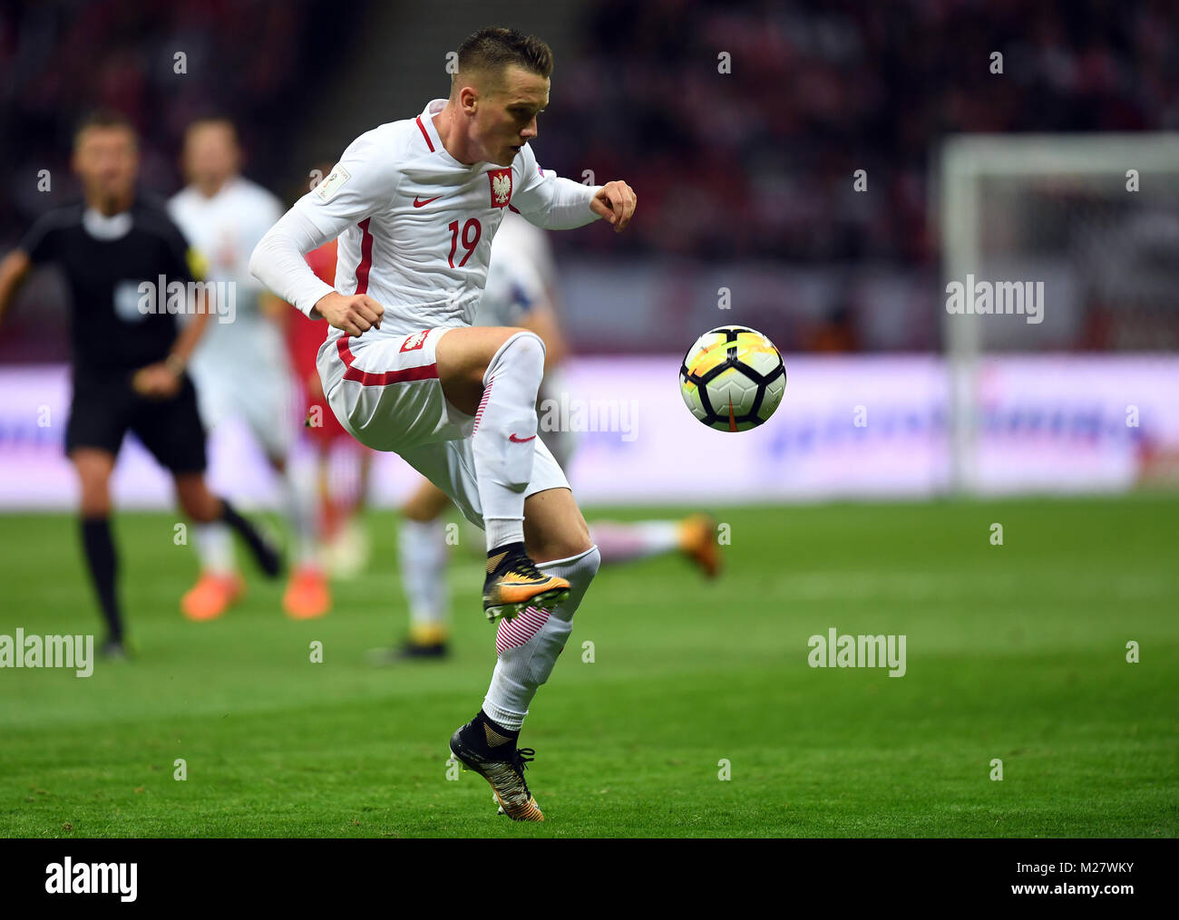8 Oktober, 2017 - Warschau, Polen: Fußball WM 2018 Qualifikation Rusia Polen - Montenegro o/p Piotr Zielinski (Polen) Stockfoto