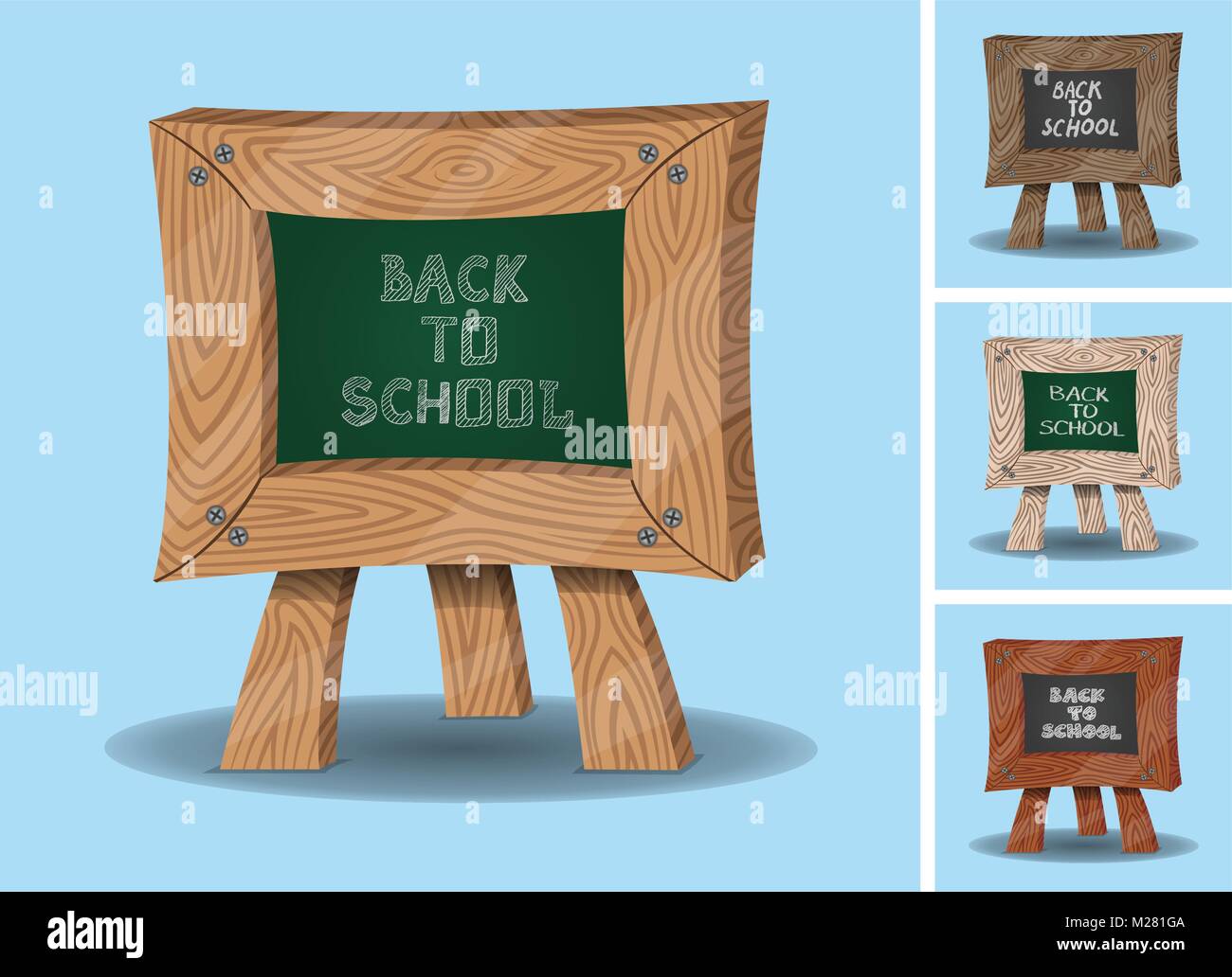 Zurück zu Schule Nachricht auf Mini Schwarzen Brett. Das Schwarze Brett alle Bilder sind in verschiedenen Schichten und der Text -Typen benötigen keine Schriftart. Stock Vektor