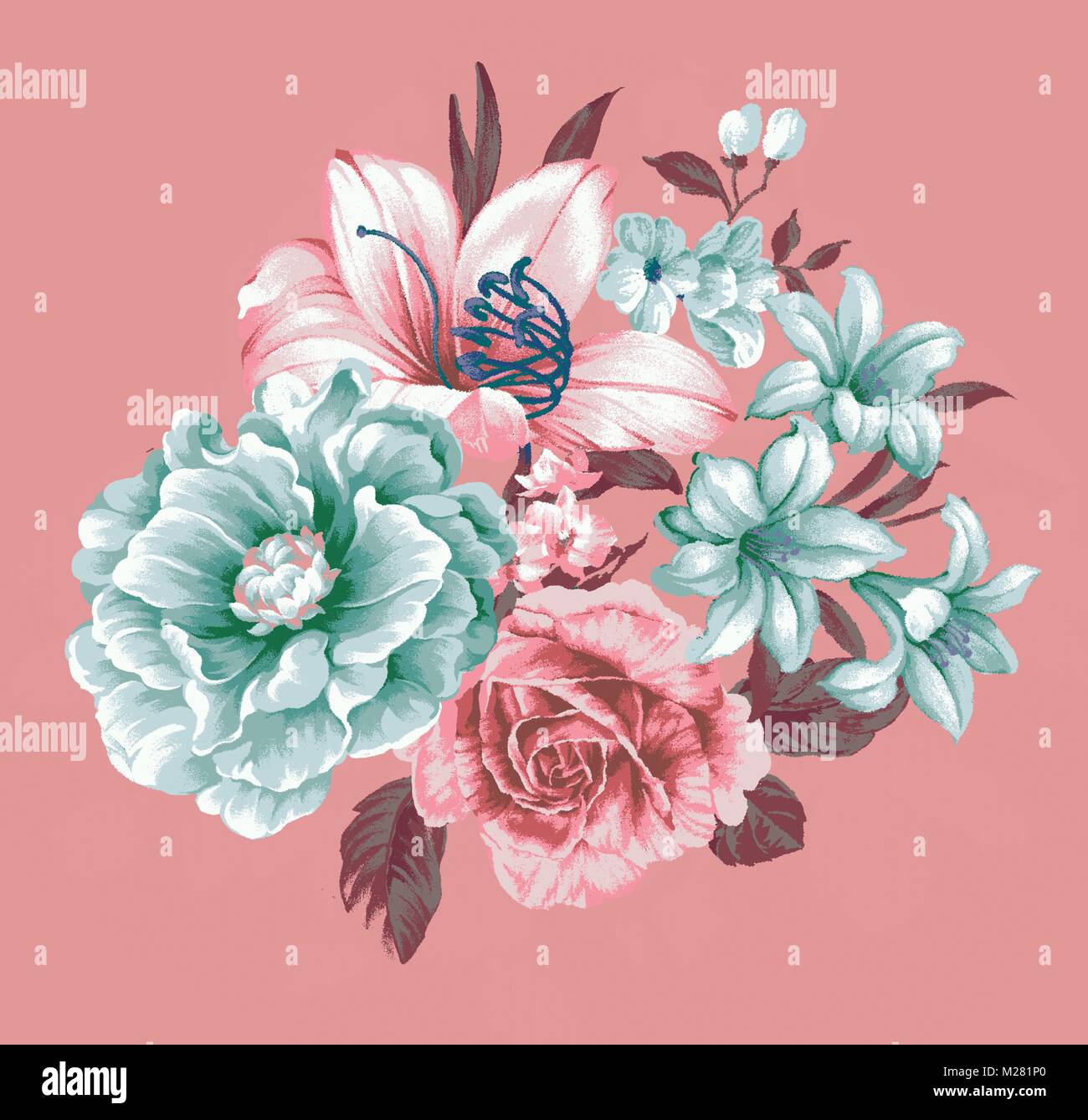 Vector Illustration Muster Kunst Zeichnung Blume Blätter Blumen Zeichnung Design art Stock Vektor