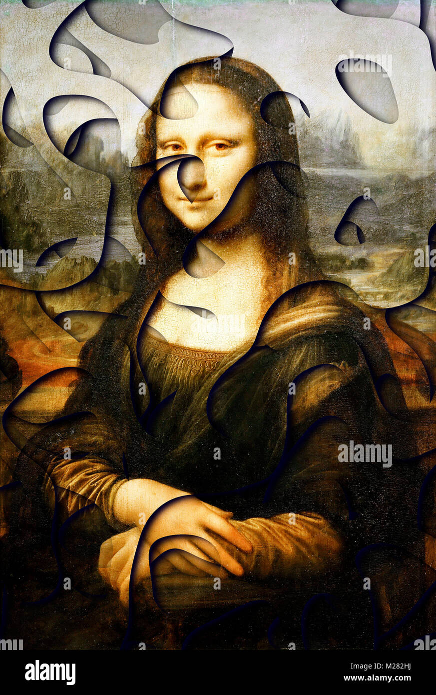 Mona Lisa von Leonardo da Vinci, künstlerische Ausarbeitung und Änderung Stockfoto