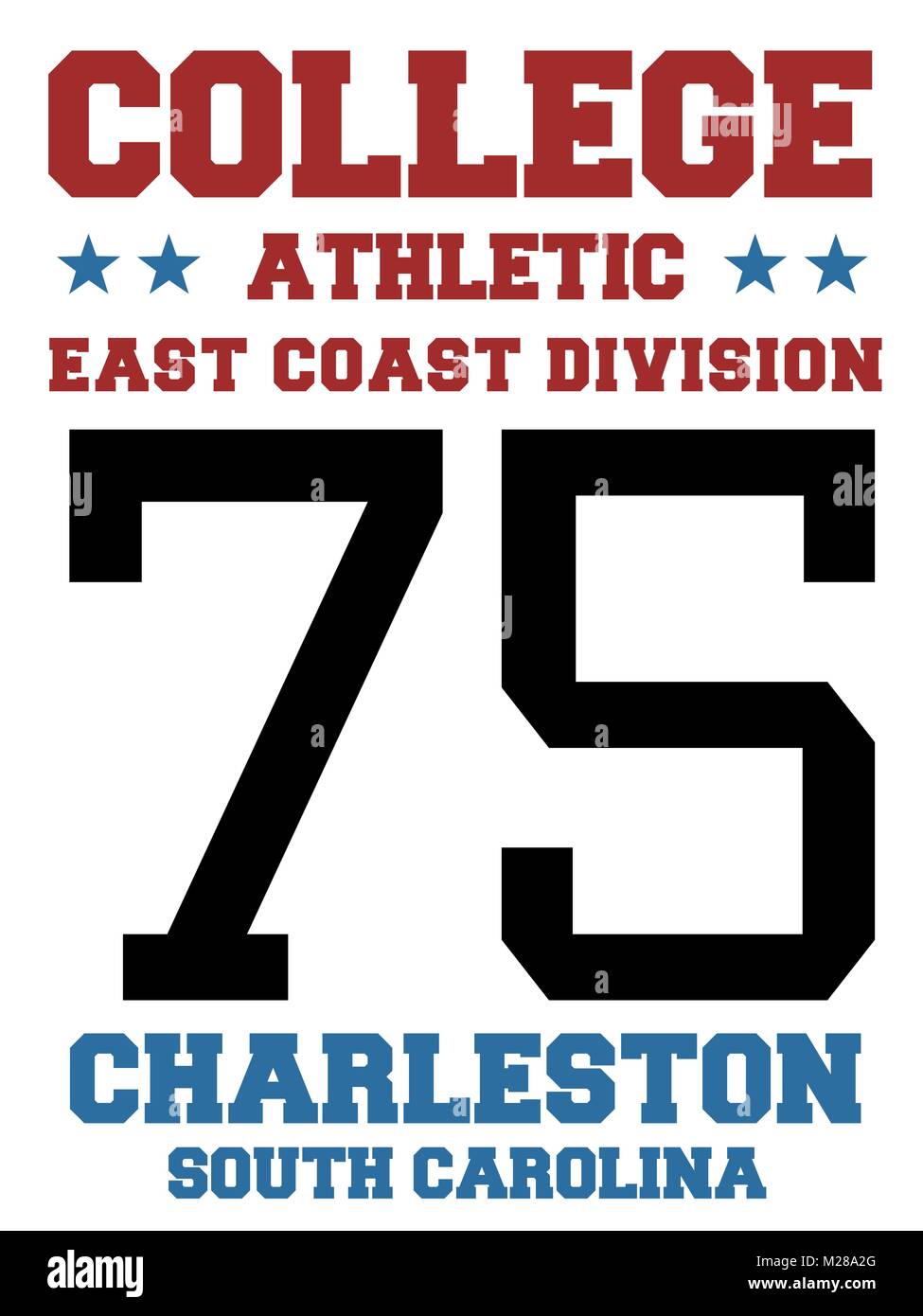 Sport Team Jersey Design - Athletic t-shirt. Ostküste - Charleston, South Carolina. Stock Vektor