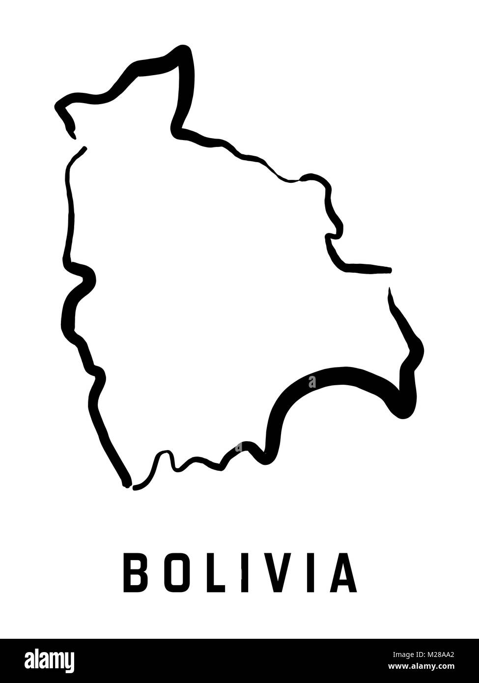 Bolivien Karte outline-glatten vereinfachte Land formen Karte Vektor. Stock Vektor