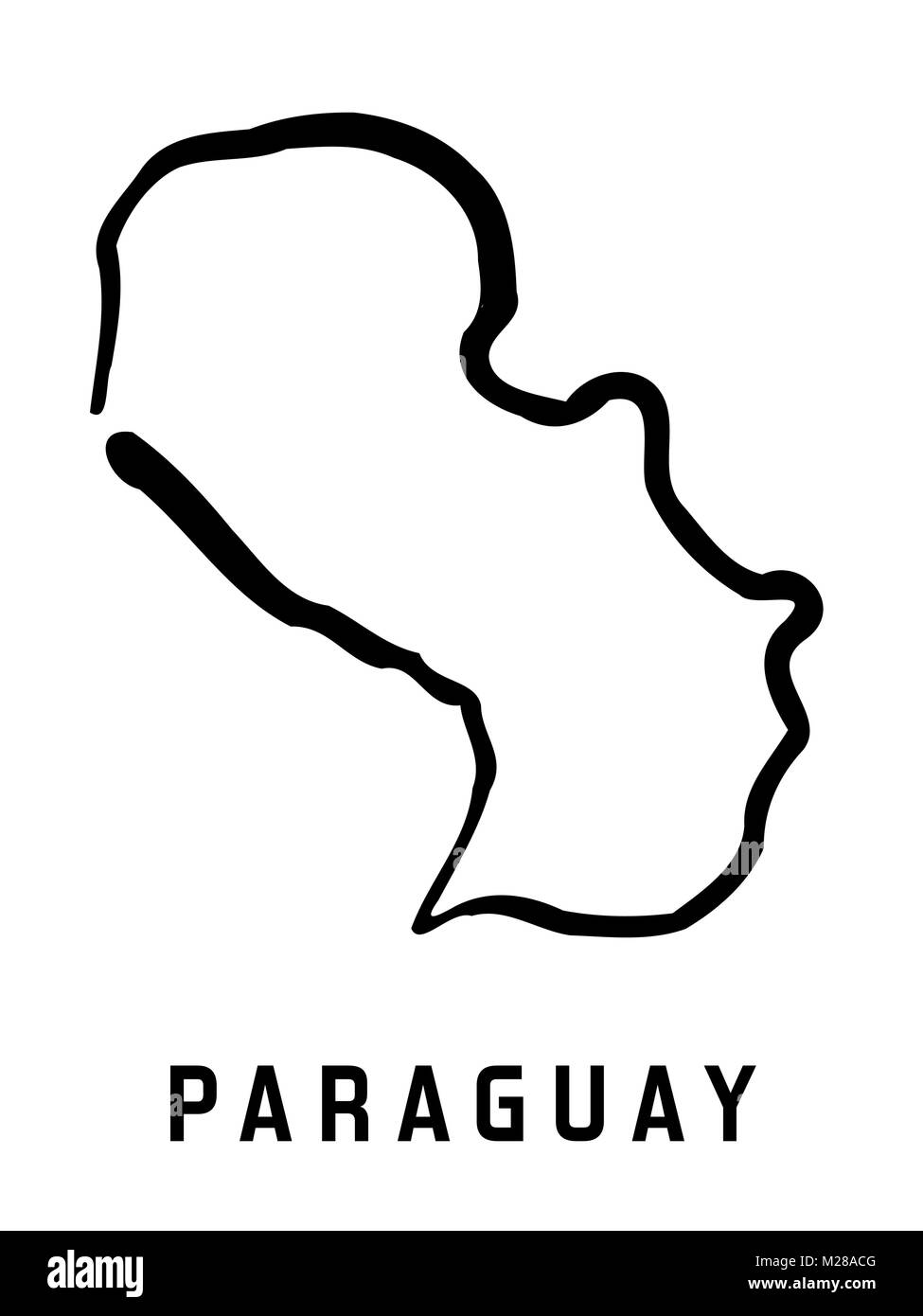 Paraguay Karte outline-glatten vereinfachte Land formen Karte Vektor. Stock Vektor