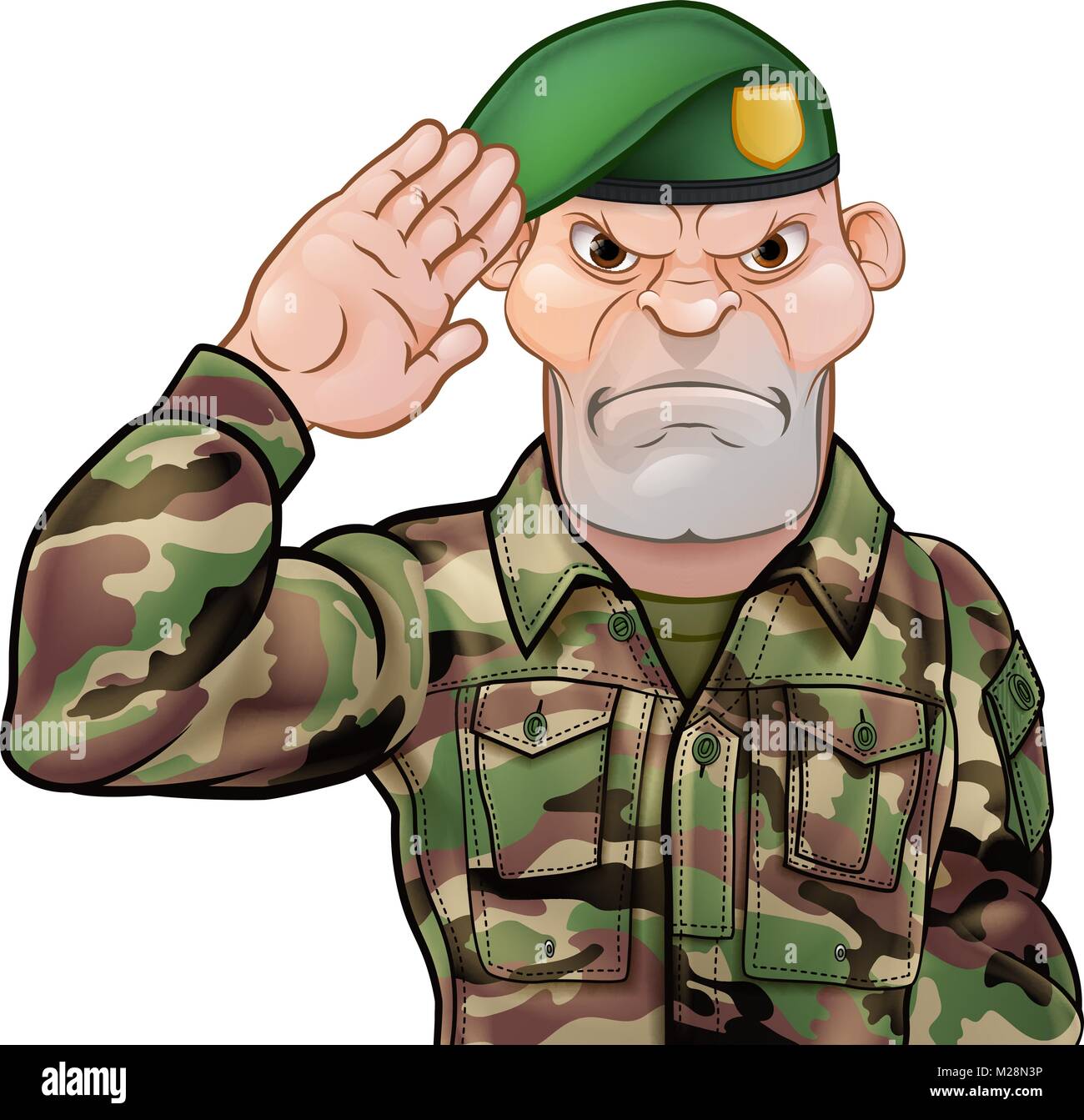 Soldat salutierte Cartoon Stock Vektor