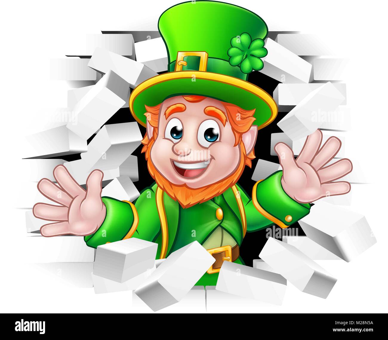 St Patricks Day Leprechaun Breaking Wand Stock Vektor