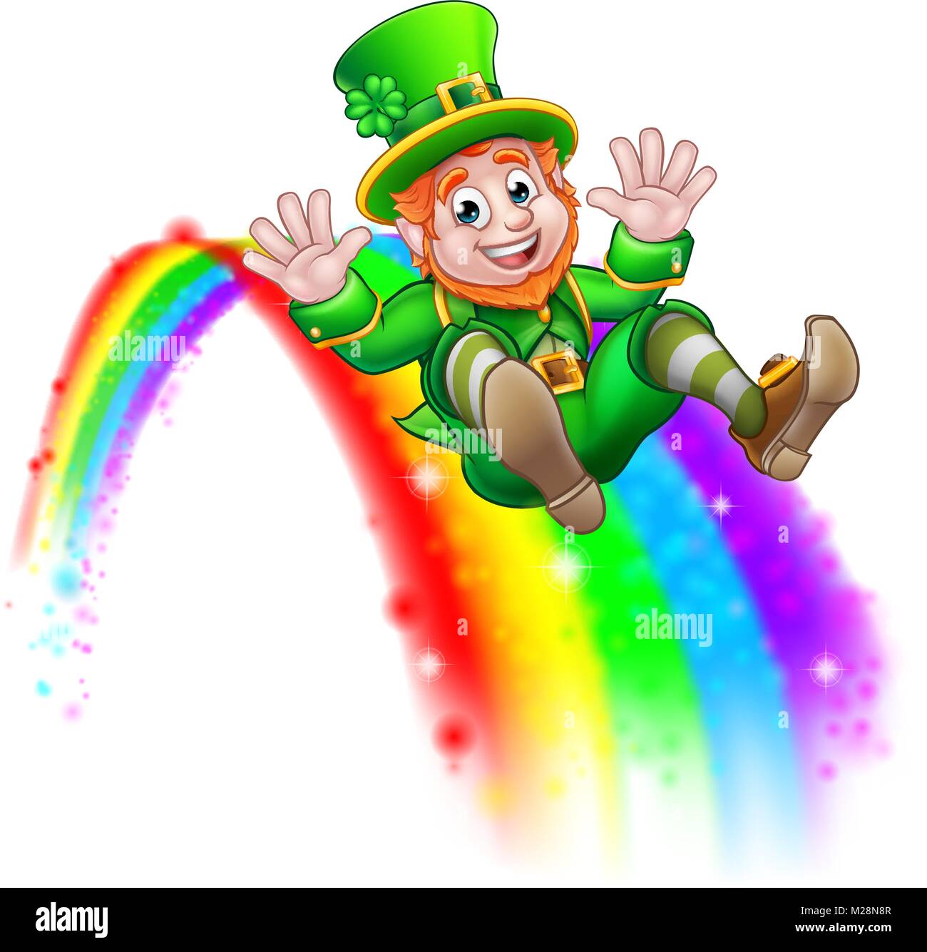 St Patricks Day Leprechaun Rainbow Folie Stock Vektor