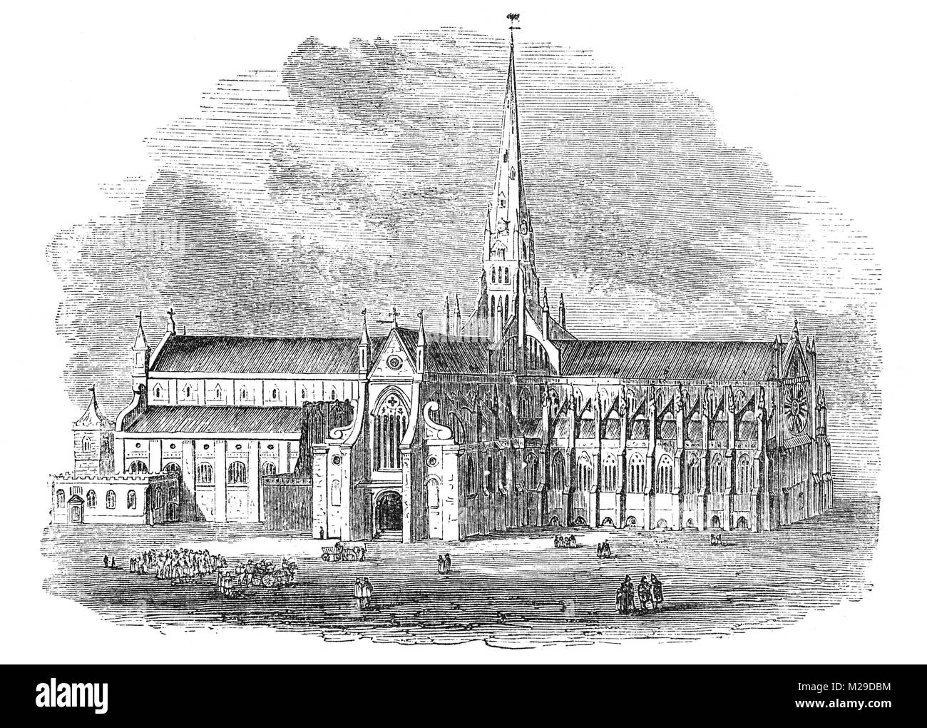 Die vierte St. Paul vor der Zerstörung der Turm durch einen Brand im Jahre 1561. Im allgemeinen als Old St Paul's, Gebäude wurde von den Normannen nach der 1087 Feuer begann und im Jahre 1240 geweiht. London, England. Stockfoto