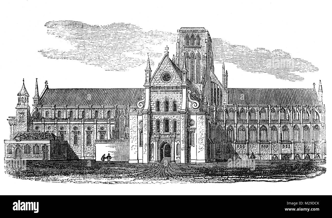 Die vierte St Paul's nach der Zerstörung des Turmes durch einen Brand im Jahre 1561. Im allgemeinen als Old St Paul's, Gebäude wurde von den Normannen nach der 1087 Feuer begann und im Jahre 1240 geweiht. London, England. Stockfoto