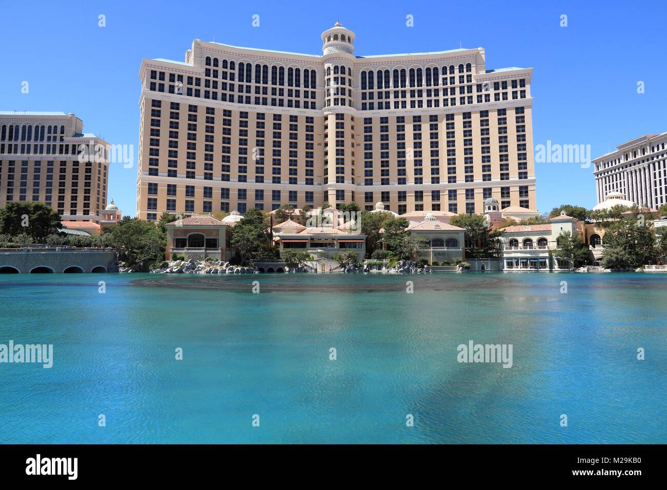 LAS VEGAS, USA - 14. APRIL 2014: Bellagio Hotel in Las Vegas. Es ist unter den 15 grössten Hotels der Welt mit 3.950 Zimmern. Stockfoto