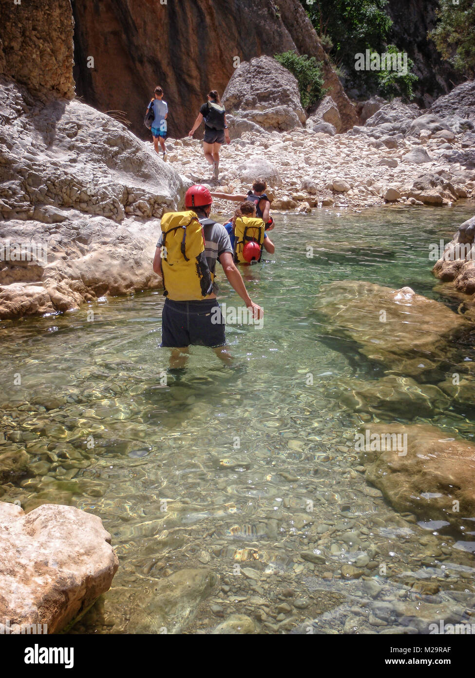 Canyoning in Barranco Oscuros, Sierra de Guara, Aragon, Spanien Stockfoto