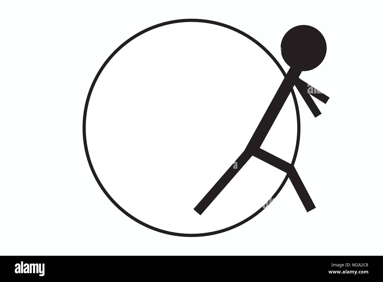 Symbol der Stickman verlassen einen Kreis, Beenden Symbol in zwei Farben, schwarz-weiß Beenden Symbol, das Symbol für die Trennung von einem Verein oder Gruppe, Escape-Zeichen Stock Vektor