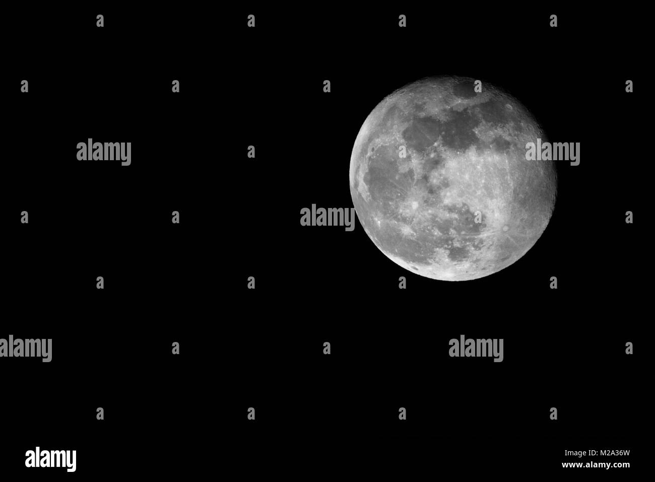 Nahaufnahme Bild des Mondes aus Aberystwyth West Wales. Stockfoto