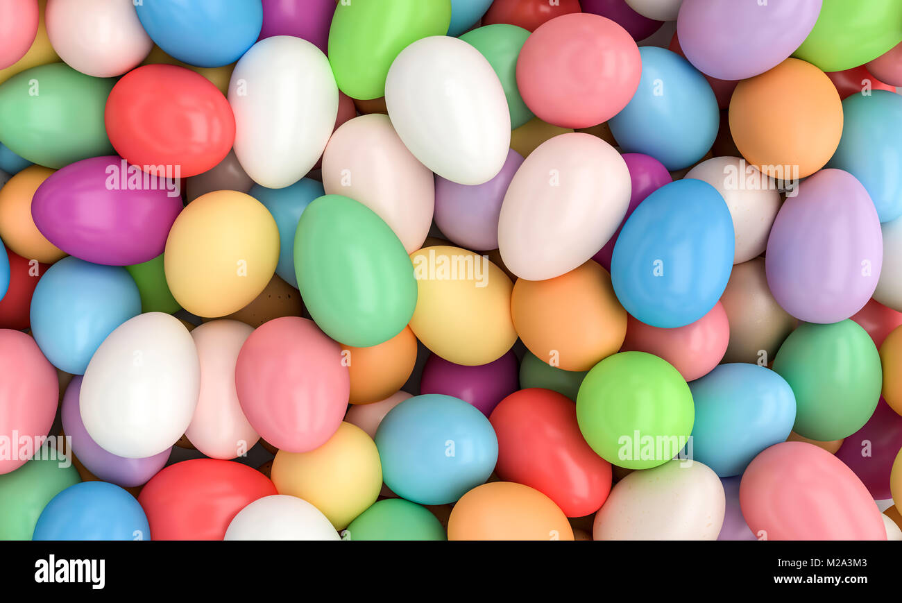 Viele verschiedene bunte Eier 3D Rendering image Stockfoto